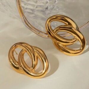Elegant Gold-Tone Interlocking Earrings